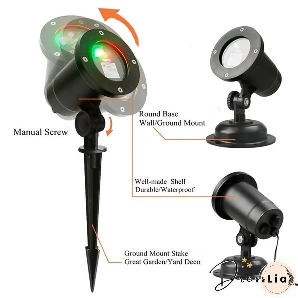 Outdoor Indoor Waterproof Green & Red Laser Projector Light for Party Landscape Garden Halloween Christmas Decoration Gift US/EU/UK/AU Plug