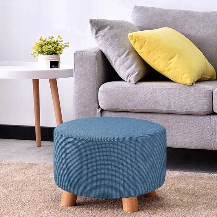 Round Jacquard Ottoman Slipcover | AvasHome