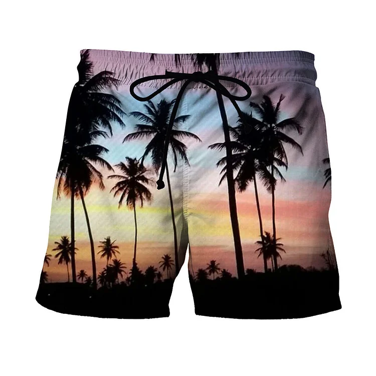 Men's Coconut Tropical Beach Shorts-Annaletters