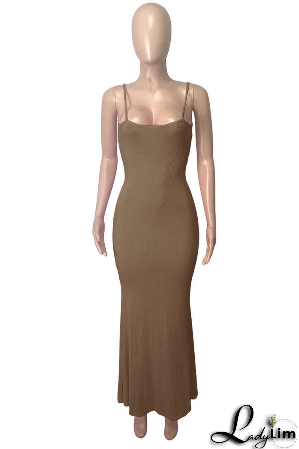 Red Sexy Solid Split Joint Spaghetti Strap Sling Dress Dresses