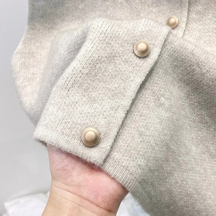 Athvotar Athvotar Old Money Style Casual Folded Round-Necked Vest Vest Women's Winter Sweater Coat Knitted Shoulder Coat