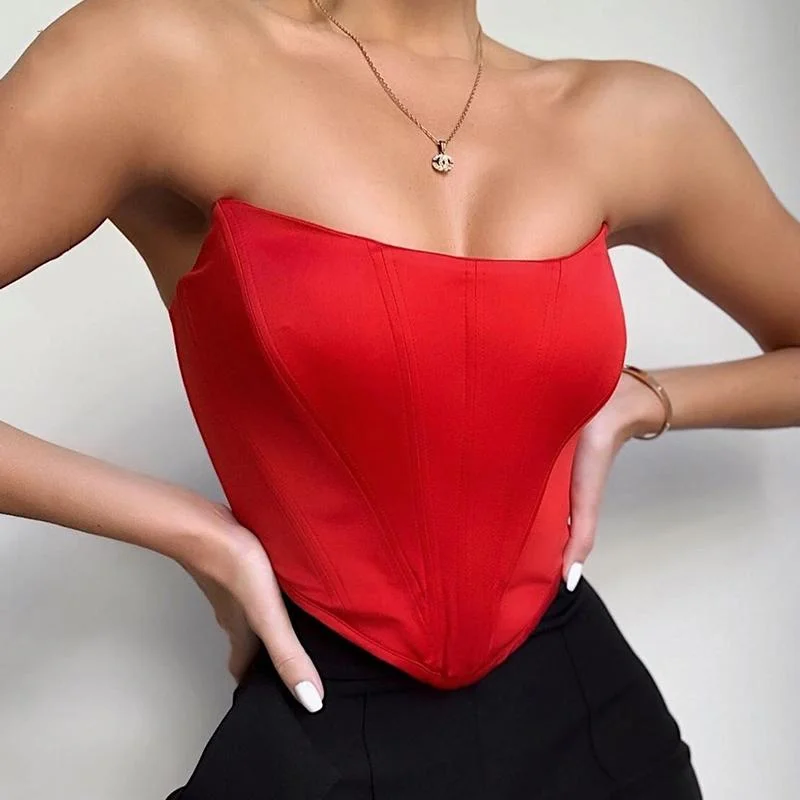 Tops Tank Sleeveless Off Shoulder Velvet Fashion Corset Crop Slim Vest Female Underwear Women Sexy Backless Bustier Top Solid