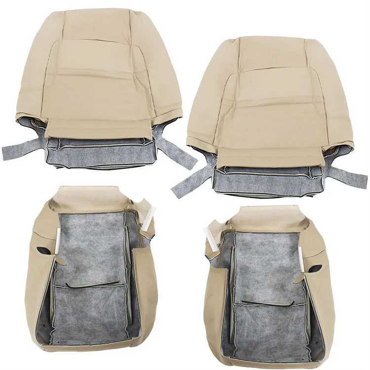 SEBLAFF Tan Seat Cover Front Bottom Top Leather 4Pcs Replacement for 2011-2016 F250 F350 F450 F550 Laria