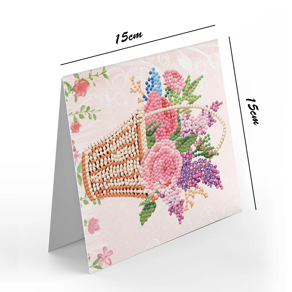 8pcs Diamond Painting Greeting Thanks Cards Special Shaped Drill(15*15cm)