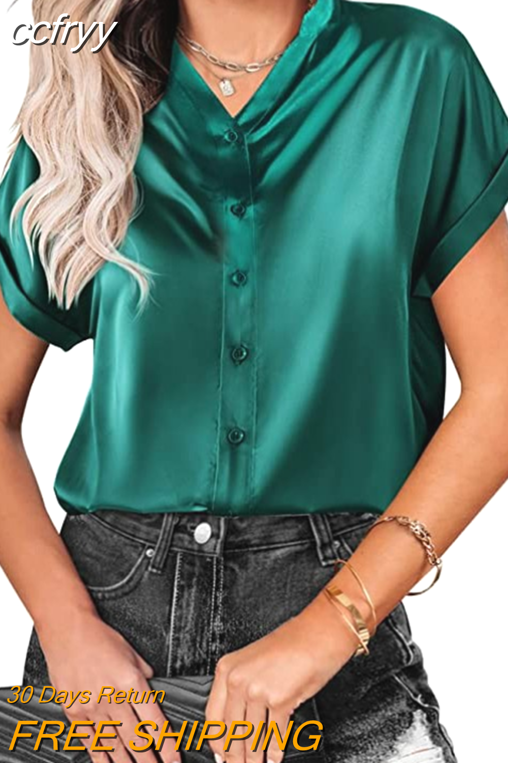 Huibahe Solid Satin Silk Blouse Women Button Short Sleeve Shirt Female Casual Fashion Women Blouses V-neck Tops Blusa Mujer 24907