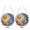 (Upgrade Size)DIY Diamond Painting Art Double Sided Effect Pendant Colorful Stained Glass Hanging Ornament Kit(Sunflower)