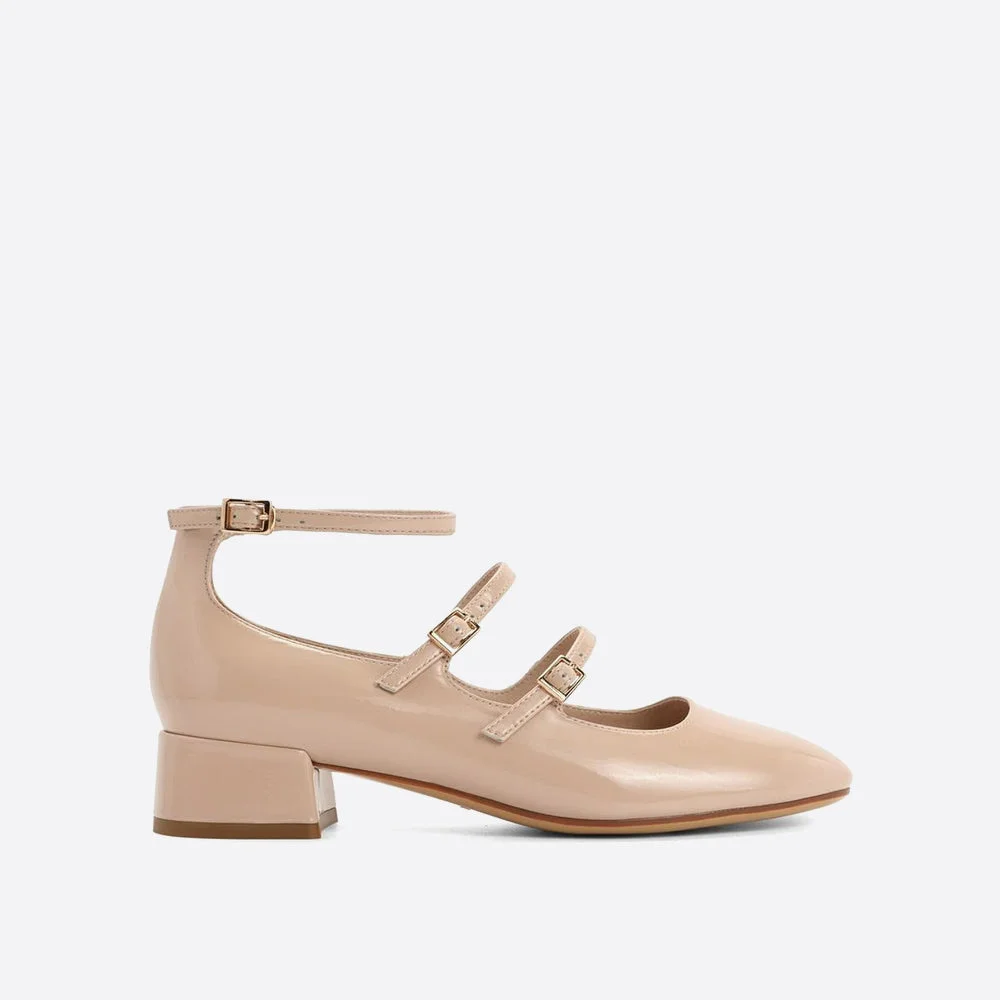 Elegant Solid Color Leather Ornament Mary Janes