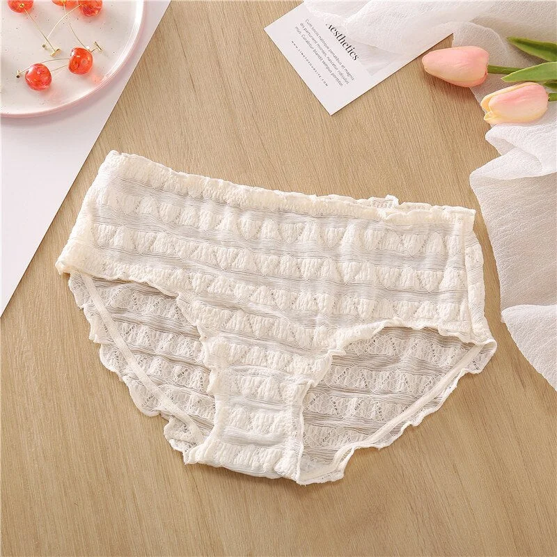 FINETOO Trendy 3D Crimping Panties Women M-XL Underpants Candy Color Underwear Soft Low-rise Ladies Briefs Female Lingerie 2021
