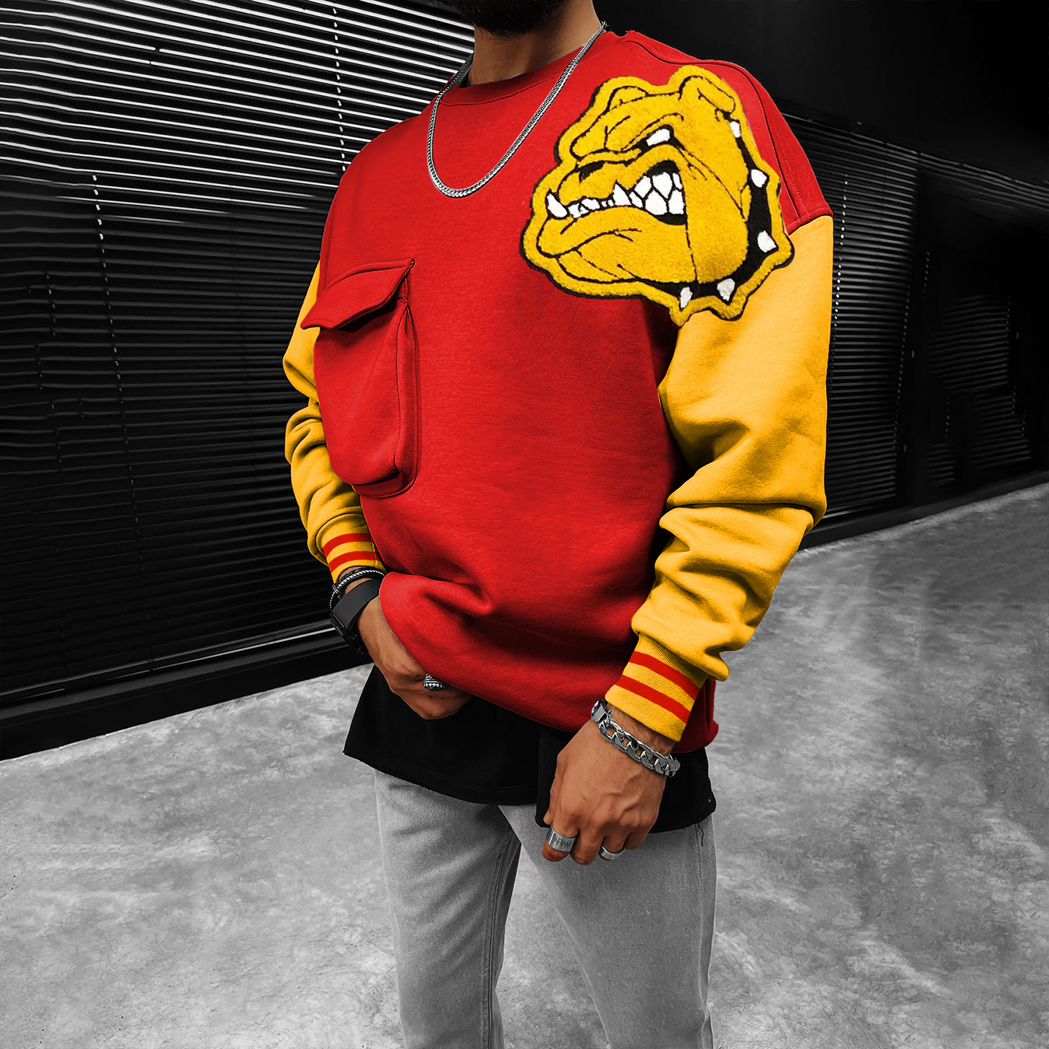 Street Color Contrast Pattern Sweatshirt