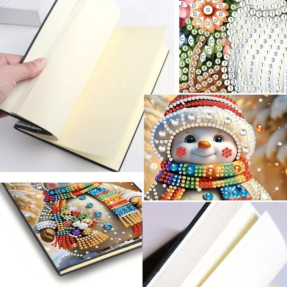2pcs 50-Page A5 Snowman Diamond Painting Notebook for Adults Holiday Gift