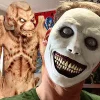 Masque d'Halloween d'horreur en latex avec yeux blancs souriants