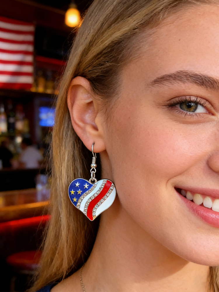 American Flag Elements Independence Day Festival Earrings elevenforest