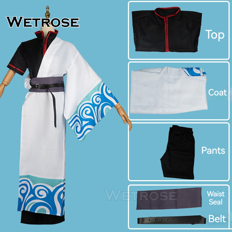 [Wetrose] In Stock Gintoki Sakata Gintama Shiroyasha Anime Cosplay Costume Cos Wig Full Set