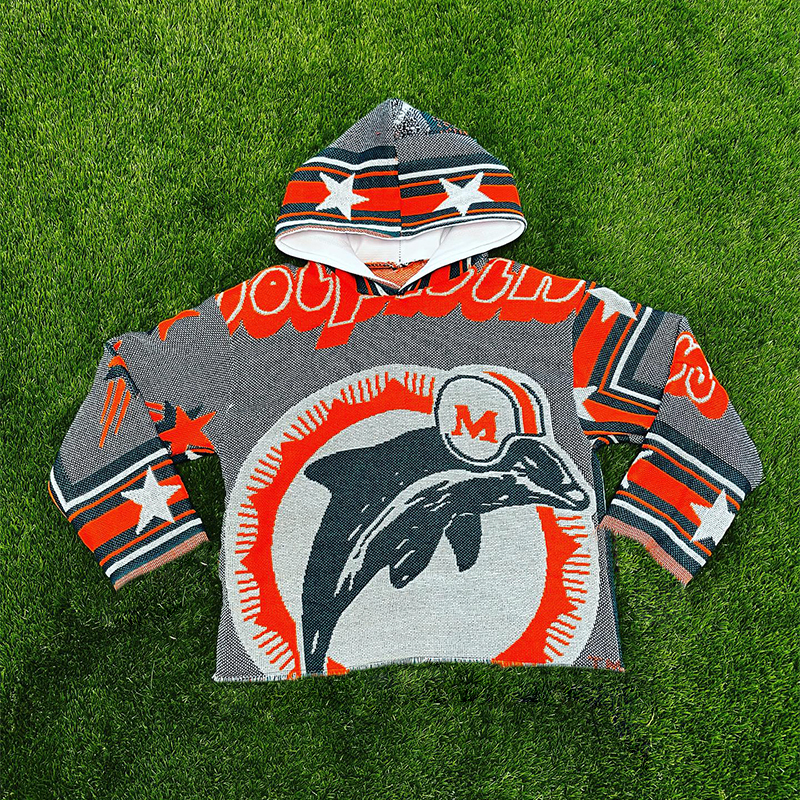 Miaml dolphins fringed tapestry hoodie