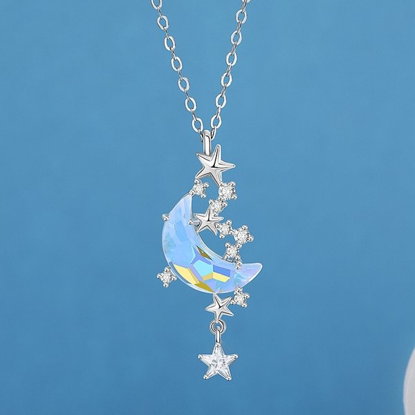 New Star Moon Love Opal Pendant Necklace Moonstone Necklace Female Fashion Valentine's Day Anniversary Gift - Shop Trendy Women's Fashion | TeeYours