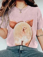 Lovely Pink Pig Butt Art Washed T Shirt