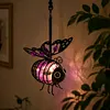 Painted Iron Bee Sculpture Metal Insect Garden Hanging Ornament