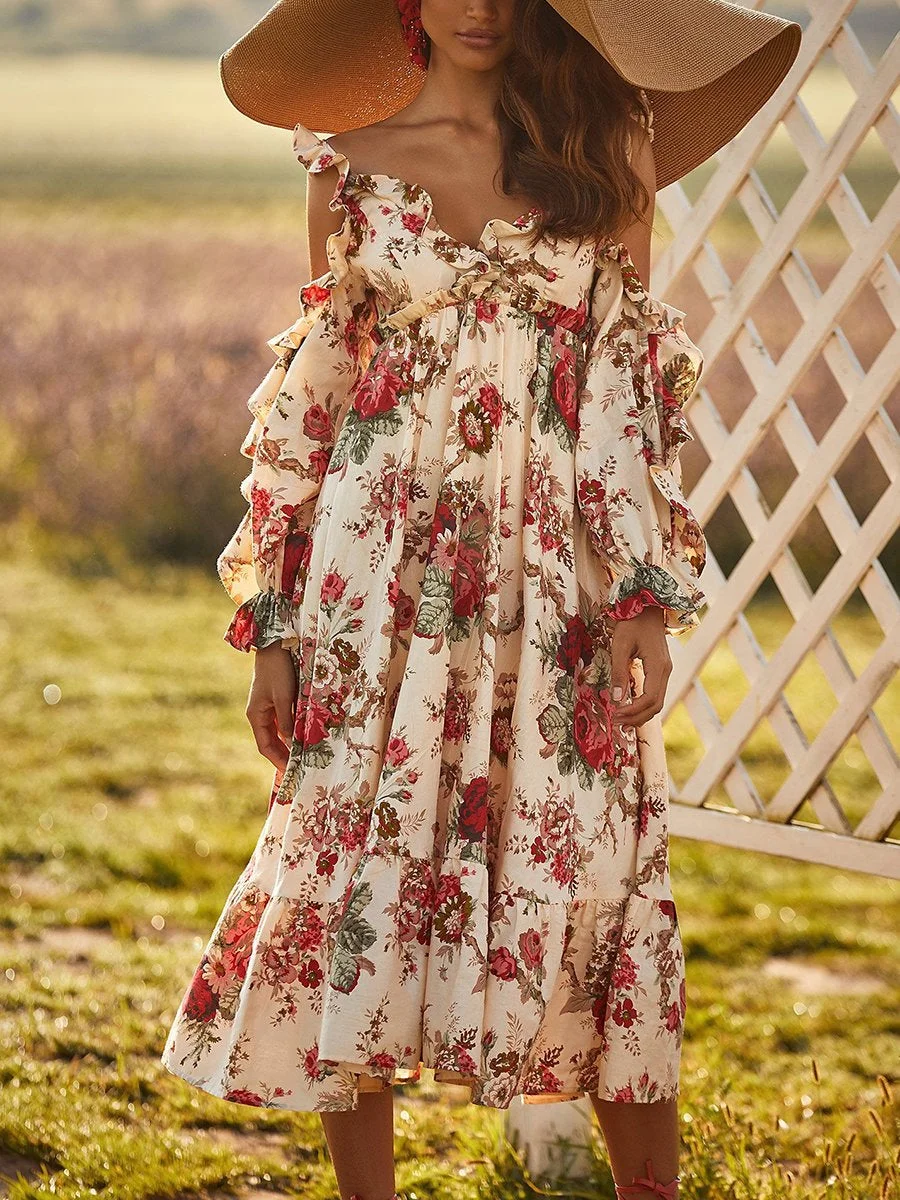 Floral dress with ruffles