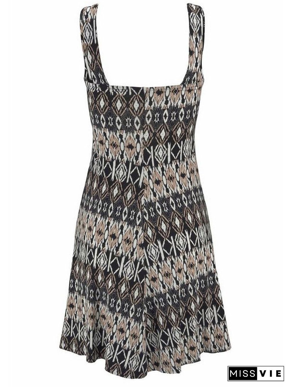 Women's Graphic Printed Sleeveless U-neck Sundress