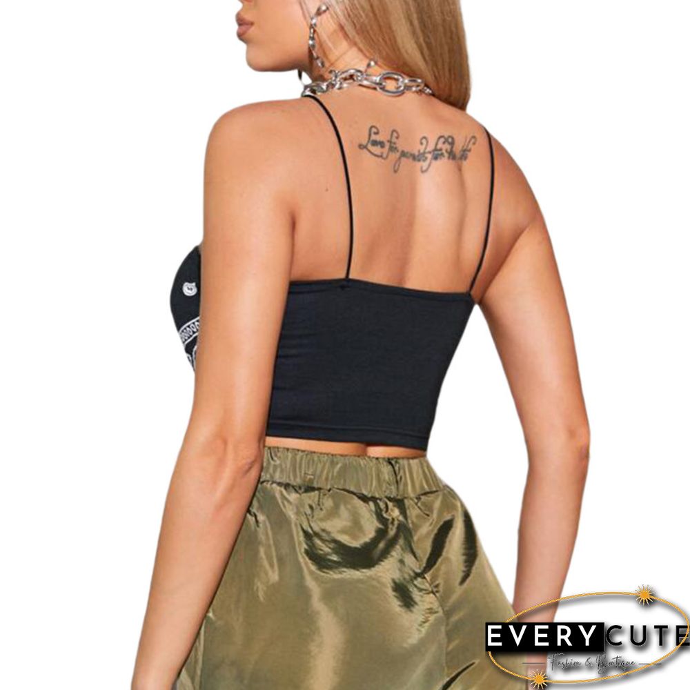 Summer Womens Sexy Cami Tank Top Casual Paisley Print Sleeveless Backless Bandana Camisole