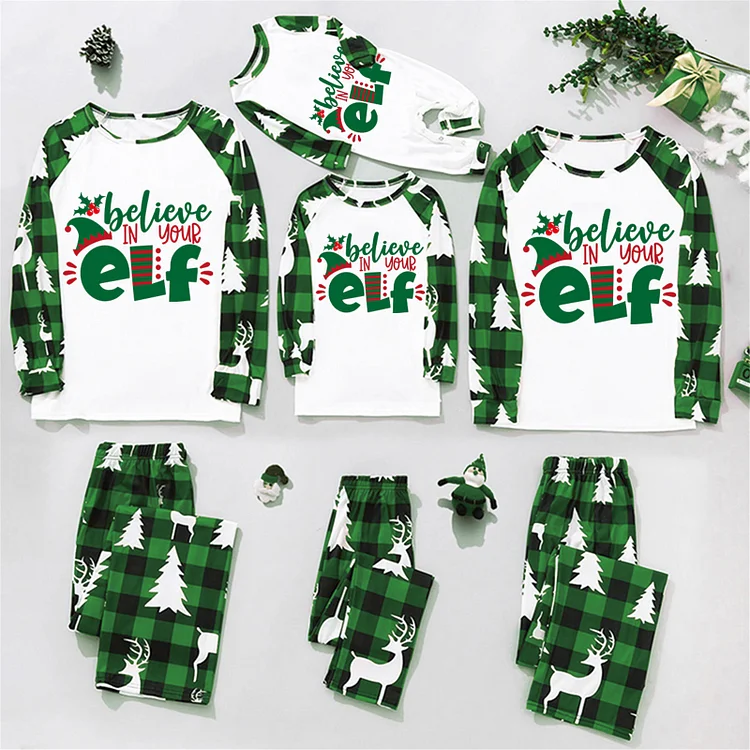 Believe In Your Elf Christmas Family Matching Pajamas Sets