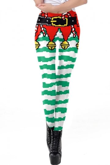 Santa Helper Christmas Leggings Green-elleschic