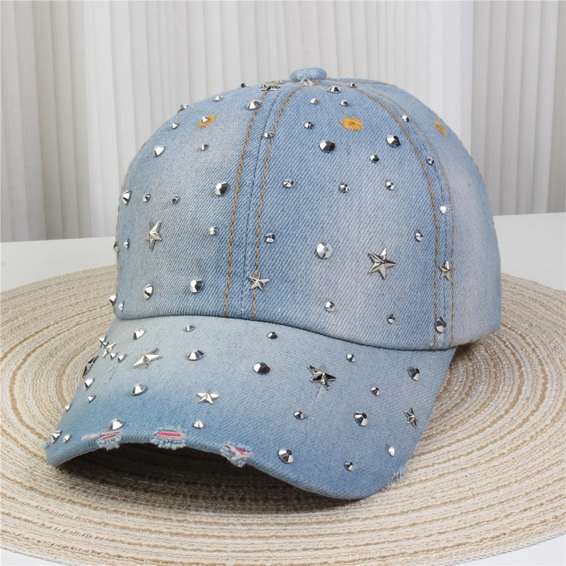 Unisex Streetwear Pentagram Letter Butterfly Curved Eaves Baseball Cap