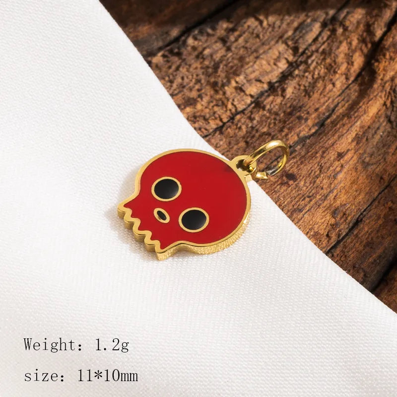 1 Piece 23*24mm Hole 3~3.9mm 304 Stainless Steel 14K Gold Plated Pumpkin Skull Ghost Polished Pendant Jewelry Accessories