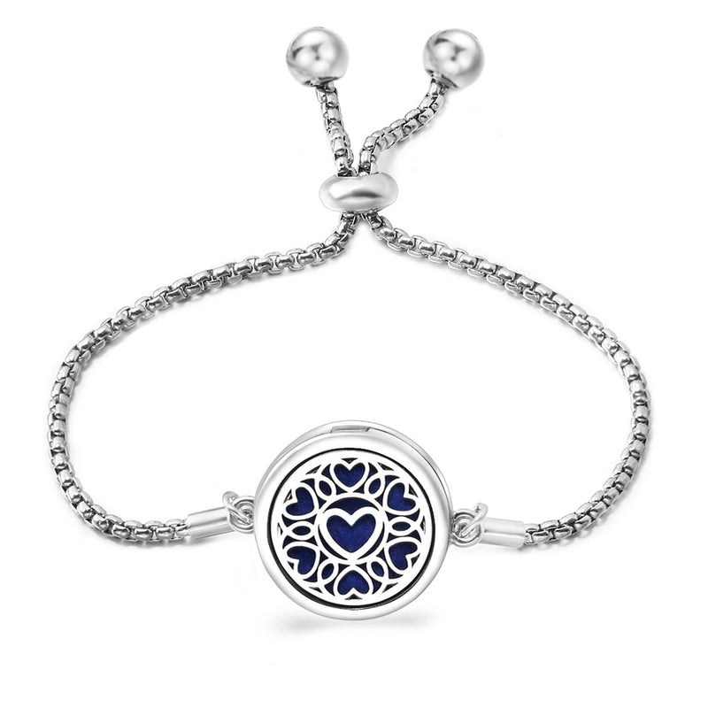 Fashion Angel Wings Aromatherapy Pendant Bracelet Essential Oil Diffuser Stainless Steel Bracelet Adjustable Women Simple