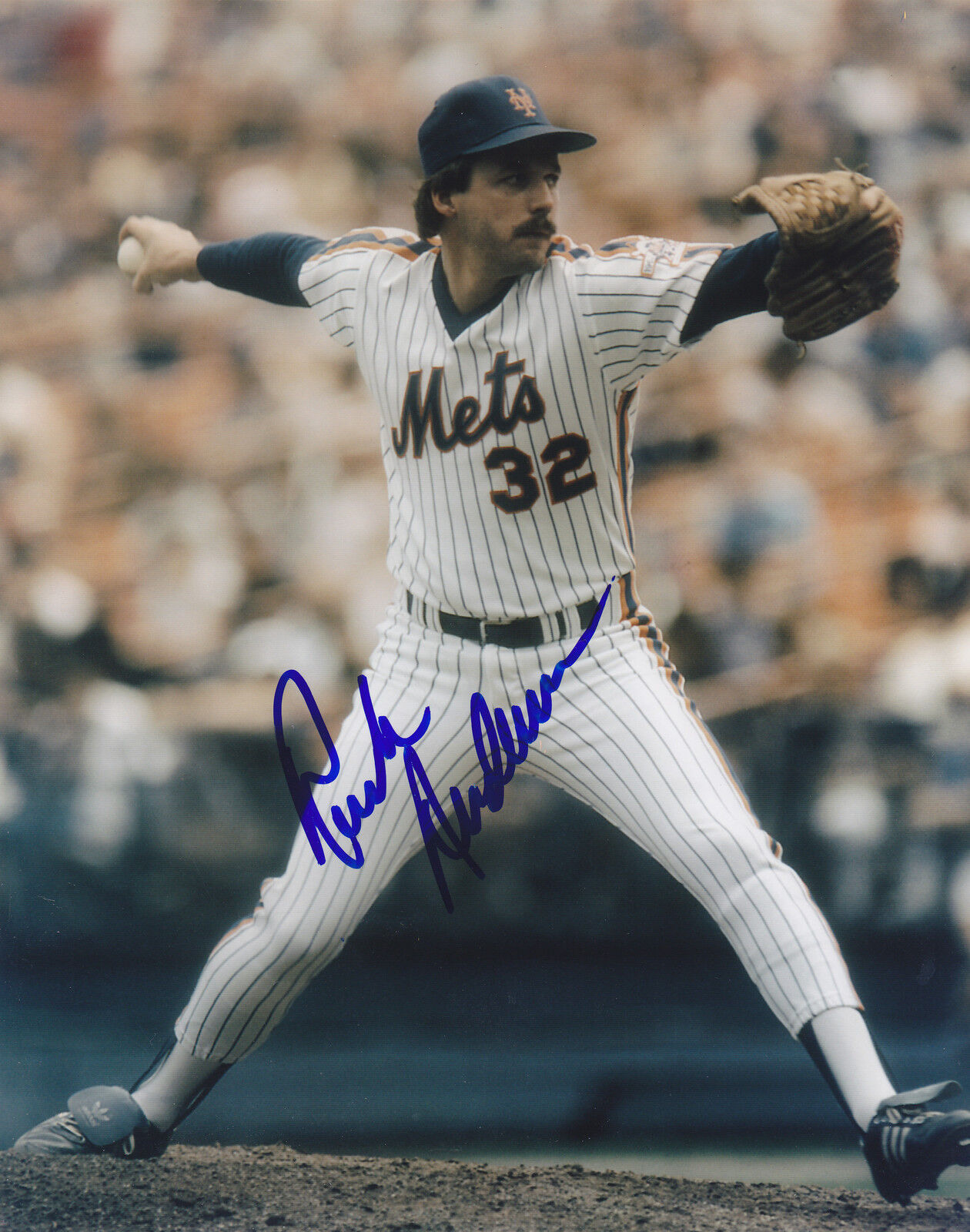 RICK ANDERSON NEW YORK METS ACTION SIGNED 8x10