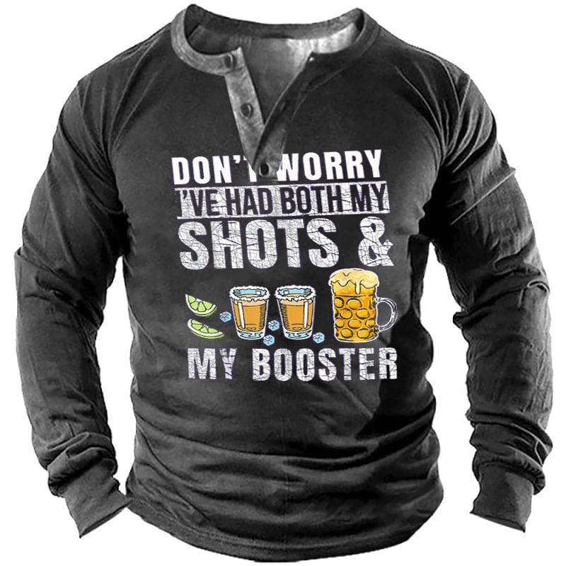 Don't Worry I've Had Both My Shots And Booster Funny Vaccine Henley Shirt-Compassnice®