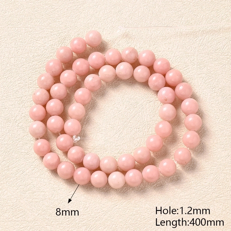 1 Strand/Package 10mm 6mm 8mm Hole Under 1mm Hole 1~1.9mm Natural Stone Pink Opal Simple Solid Color Polished Beads
