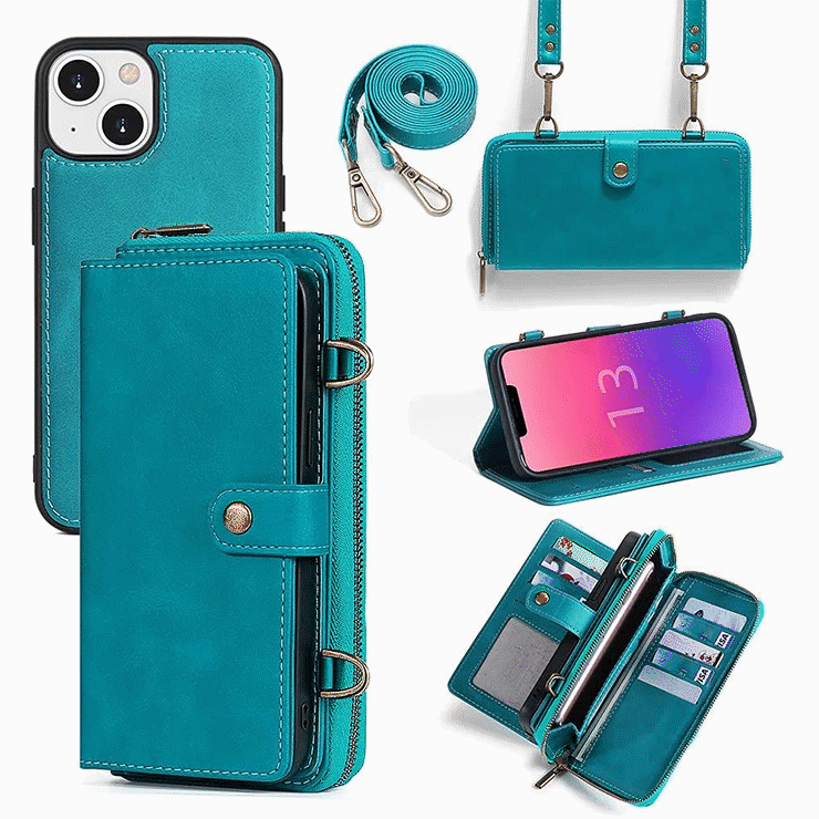 High quality handmade leather 2 In 1 Detachable Magnetic Wallet Phone Case