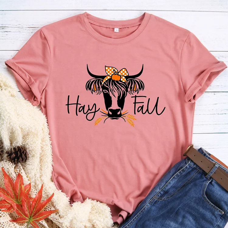 Hay Fall Autumn Cow T-Shirt Tee-014854