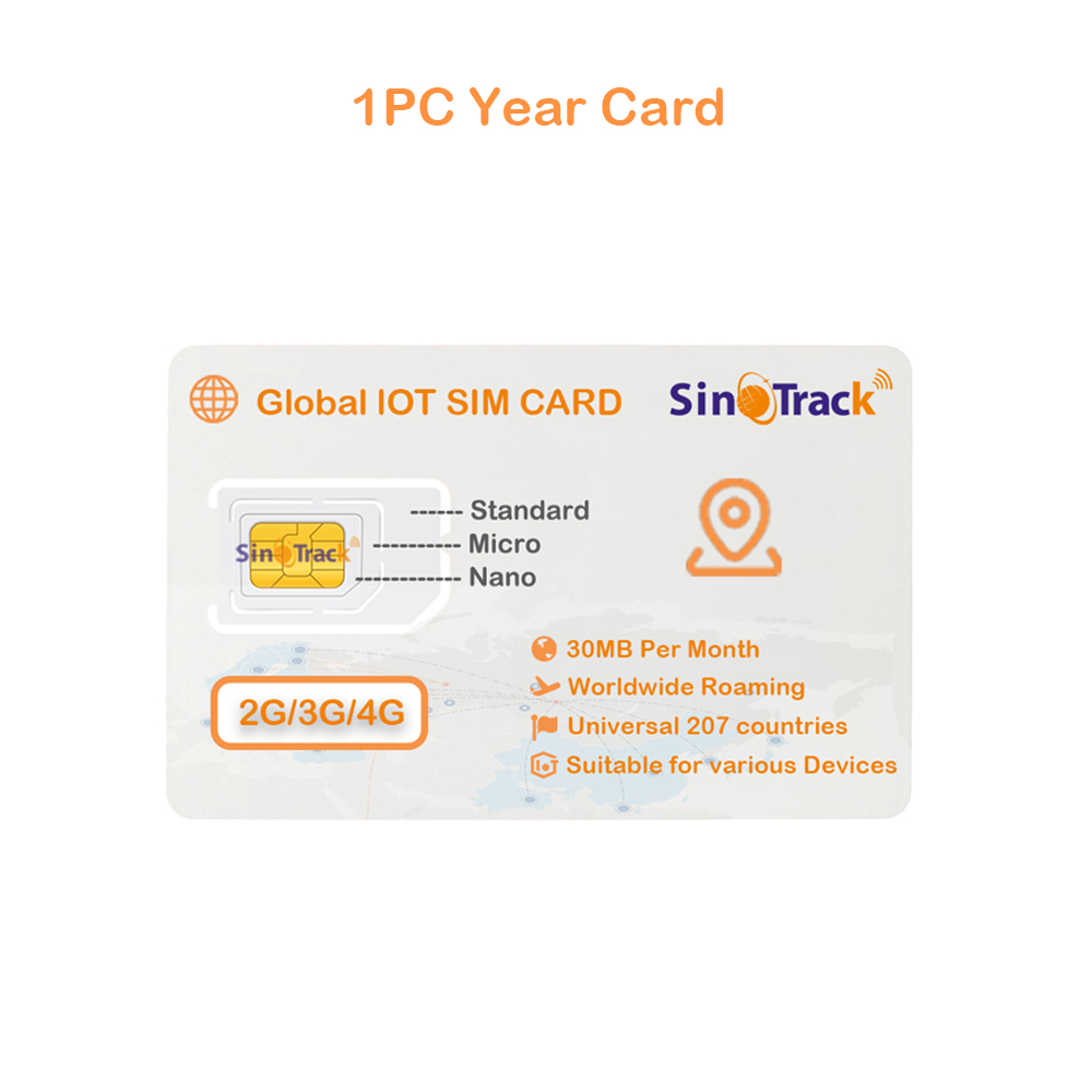 SinoTrack Global M2M 1 Year Card SIM Card 2G 3G 4G 30MB Per Month for GPS Tracker Tracking Device Smart lOT SIM Card ST-901L J16