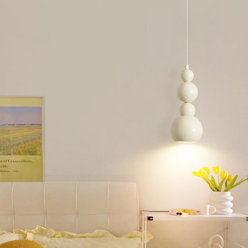 Contemporary Creative Iron Gourd Shape Cream 1- Light Pendant Light For Bedroom