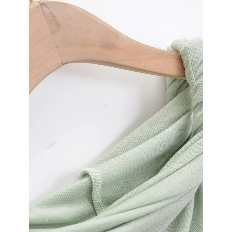 Ootddress Twist Off-Shoulder Slim T-shirt Solid Patchwork Elegant Backless Women's Top Y2k Top Pleated Casual Strapless Pullover Tee