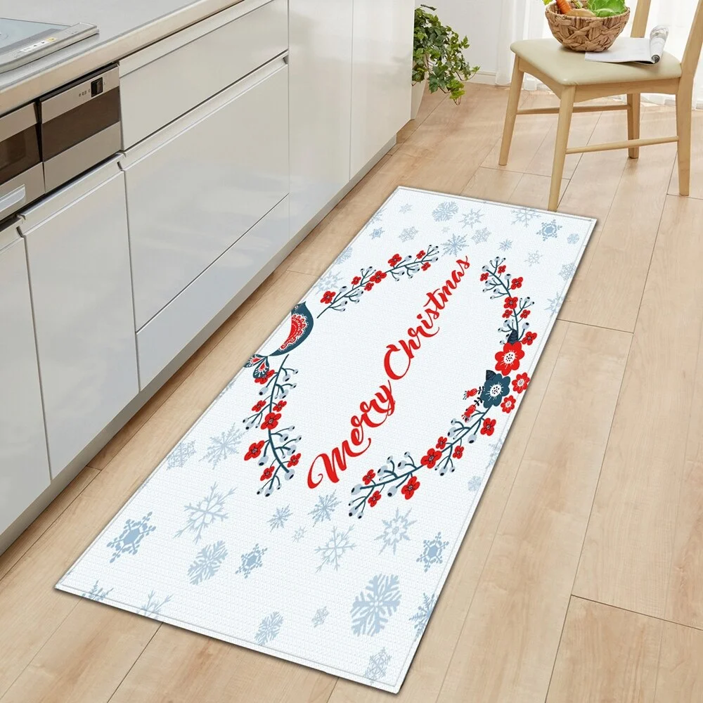 Kitchen Carpet Entrance Doormat Home Mat For Floor Merry Christmas Bedroom Tatami Dcorative Carpet Bath Anti-Slip Hallway Rugs