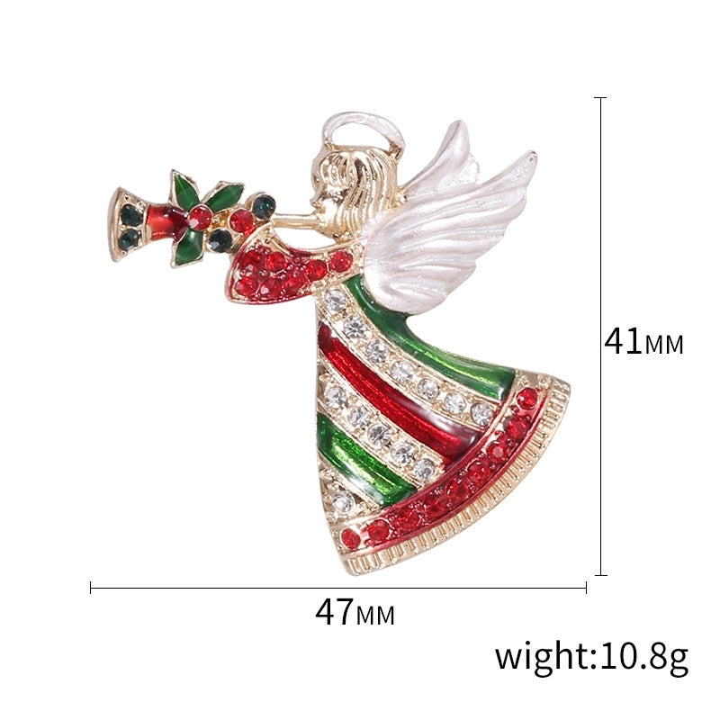 Cute Classic Style Pin Santa Claus Snowflake Elk Alloy Enamel Inlay Rhinestones Unisex Brooches