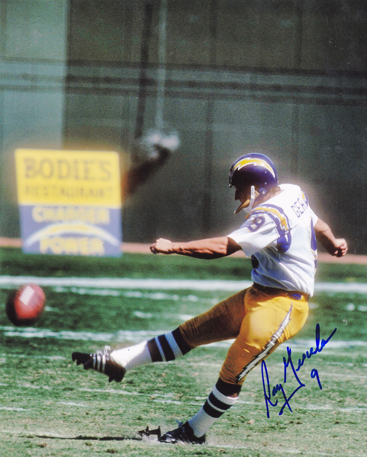 ROY GERELA SAN DIEGO CHARGERS ACTION SIGNED 8x10