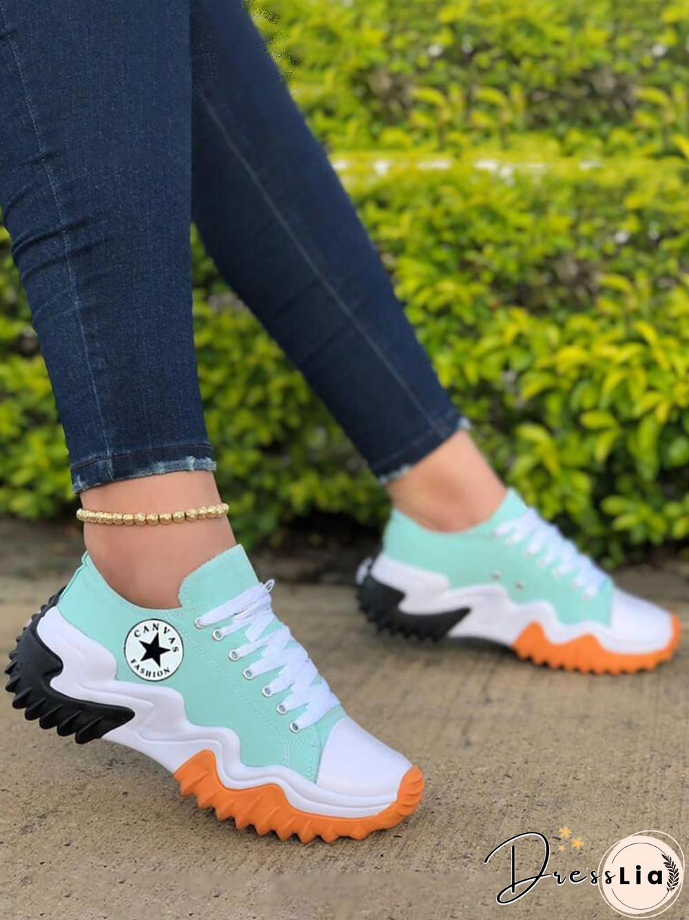 Solid Color Canvas Platform Booster Sneakers