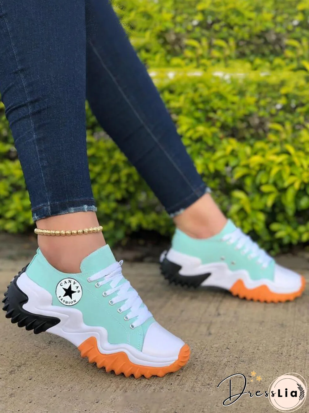 Solid Color Canvas Platform Booster Sneakers