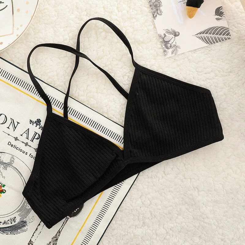 Comfortable sexy female bra thin cotton French sexy bra deep V wireless push chest bra without steel ring seamless bra