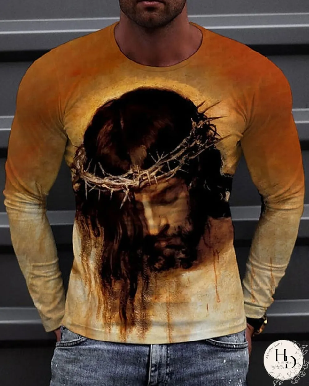 Hot Sale Men's 3D Printed Casual Long Sleeve Printed T-Shirt