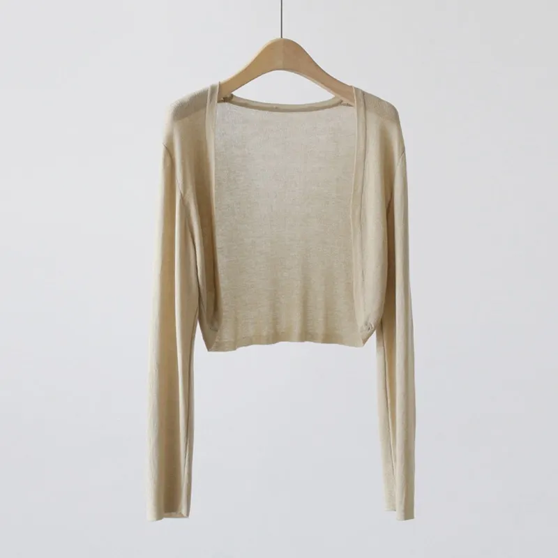 Uveng Uveng Silk Knitted Jersey Coat Women's Summer Shawl Spring With Thin Shoulder Air-Conditioning Shirt Short Top