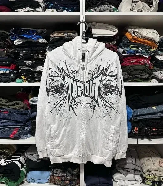 Teepublicz Y2K Retro Letter Embroidery Zip Hoodie – Harajuku Goth Casual Long Sleeves  