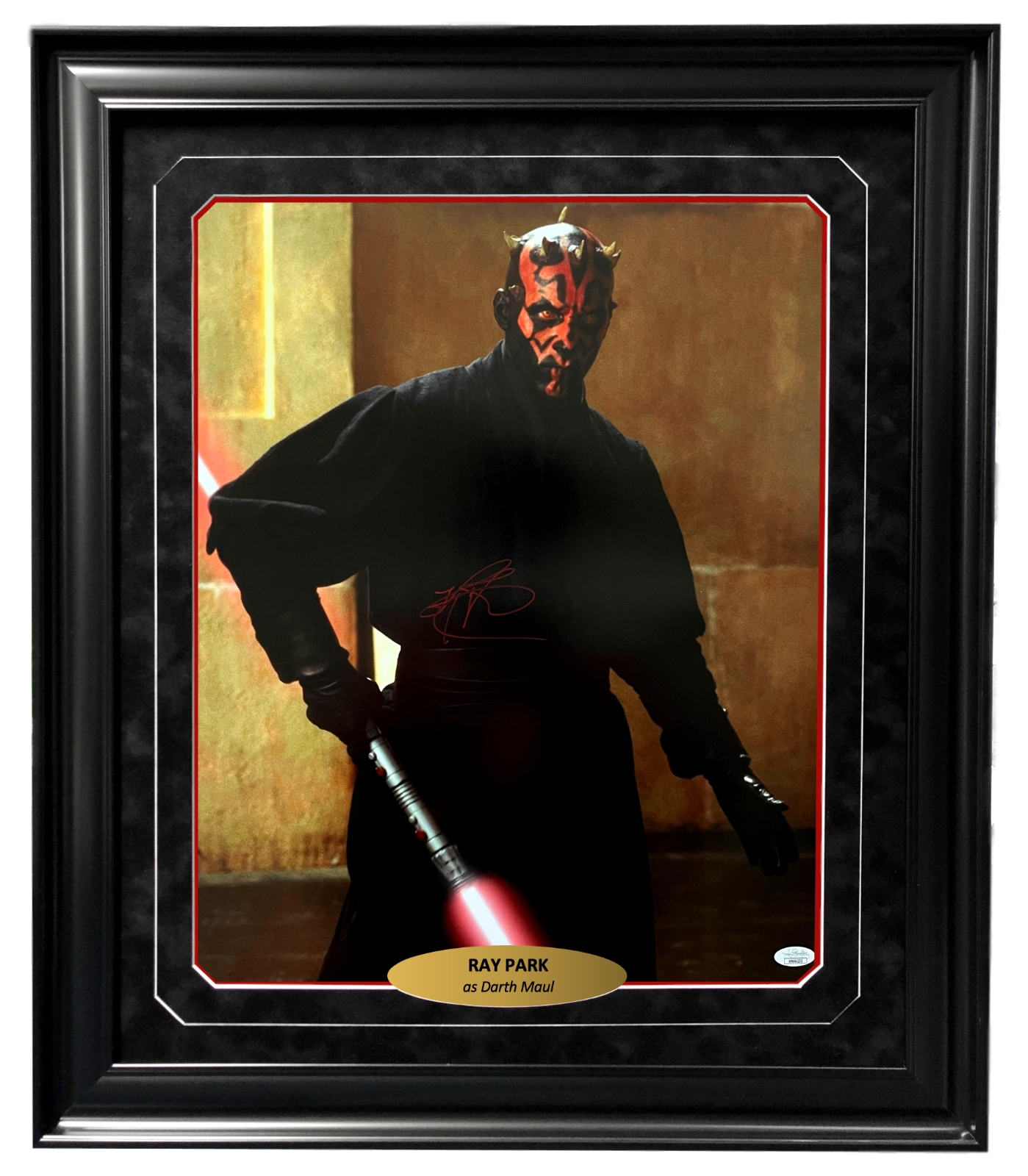 Ray Park Autographed Star Wars Darth Maul 16x20 Photo Poster painting Framed JSA Lightsaber