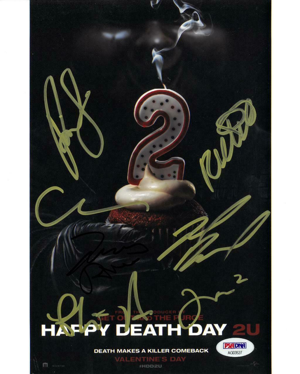 Happy Death Day 2 U Cast Signed Autographed 8x10 Photo Poster painting (7 Sigs) PSA/DNA #AG03527