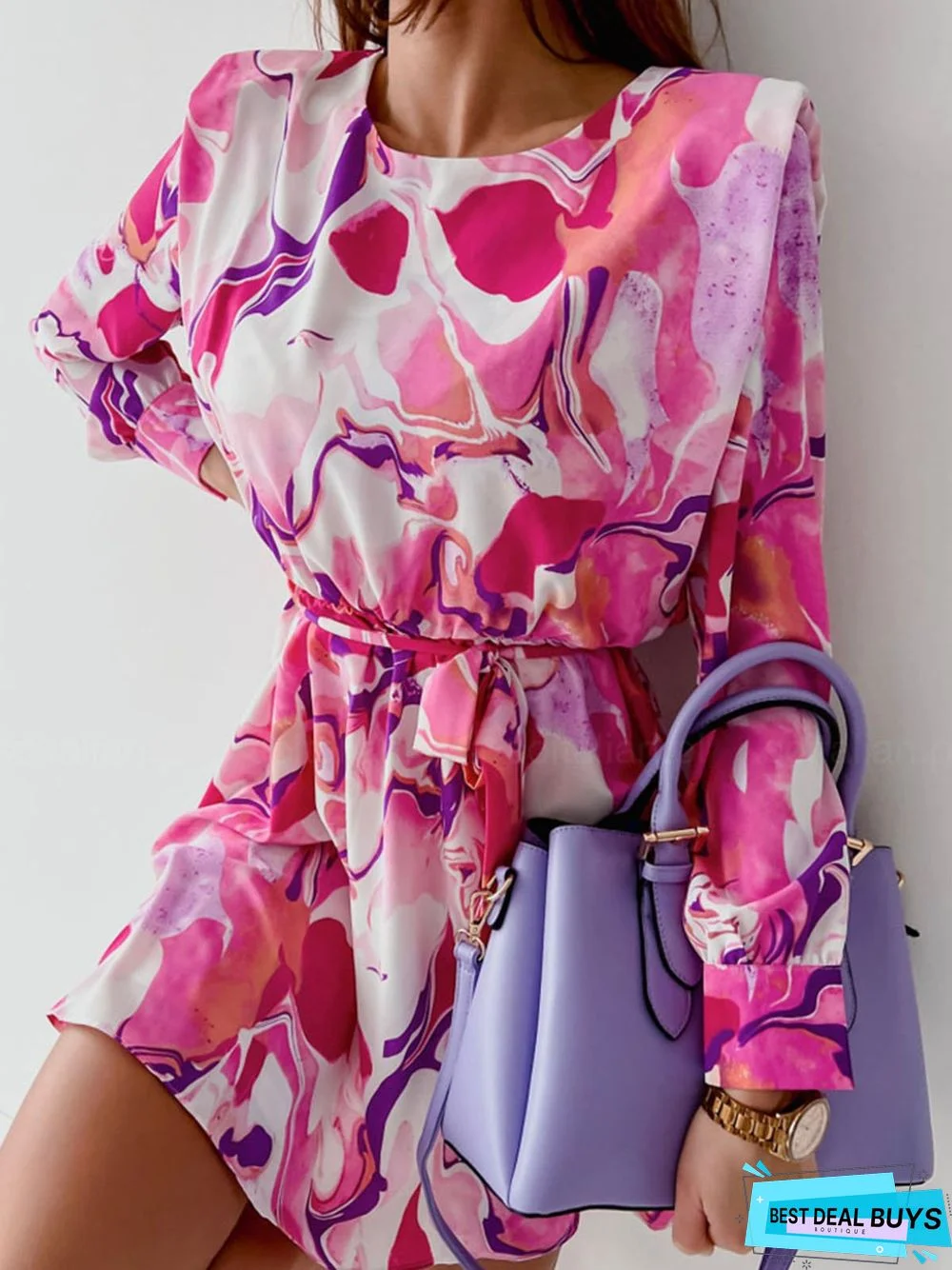 Loose Abstract Casual Crew Neck Dress