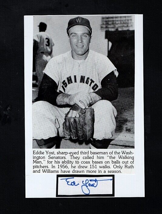 1944-58 ED YOST-WASHINGTON SENATORS AUTOGRAPHED CUT W/Photo Poster painting-(d.2012)